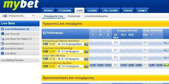 Mybet: Live στοίχημα, mobile στοίχημα