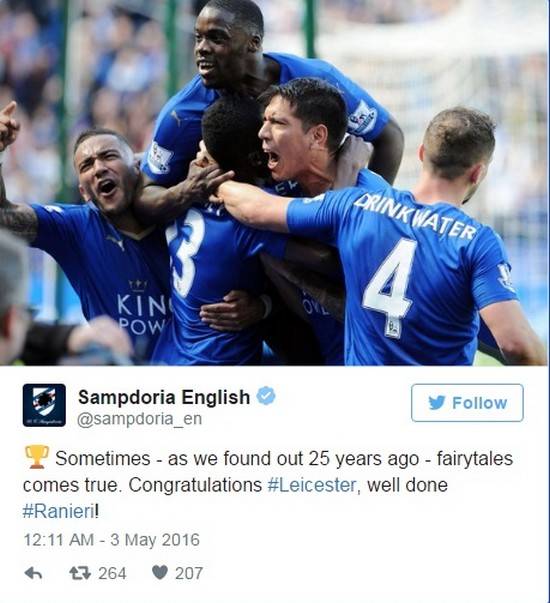 Sampdoria-Tweet-for-Leicester
