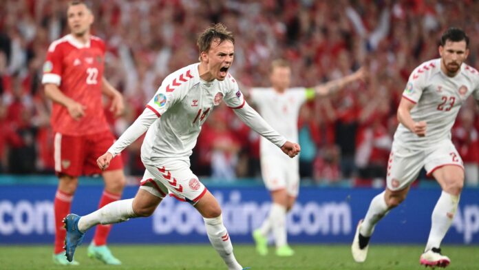 Δανία Μίκελ Ντάμσγκααρντ γκολ Ρωσία UEFA Euro 2020